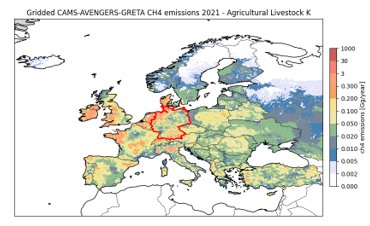 Karte von Deutschland die zeigt wie die Daten der europäischen Länder und die des Nationalen Treibhausinventar kombiniert wurden.