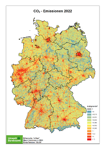 Abbildung 1: Karte der gesamten CO2 Emissionen des Jahres 2022, erzeugt mit Greta. Abbildung 1: Karte der gesamten CO2 Emissionen des Jahres 2022, erzeugt mit Greta.