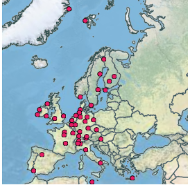 Abbildung 1. Standorte der ICOS-Atmosphärenmessstationen. Quelle: www.icos-cp.eu/observations/atmosphere/stations Abbildung 1. Standorte der ICOS-Atmosphärenmessstationen. Quelle: www.icos-cp.eu/observations/atmosphere/stations